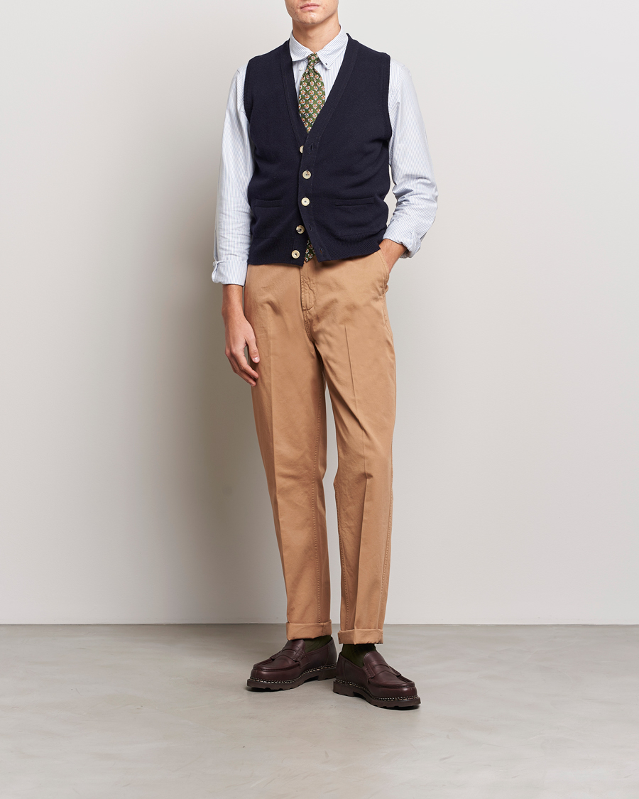 Heren | Truien | Drake's | Lambswool Vest Cardigan Navy