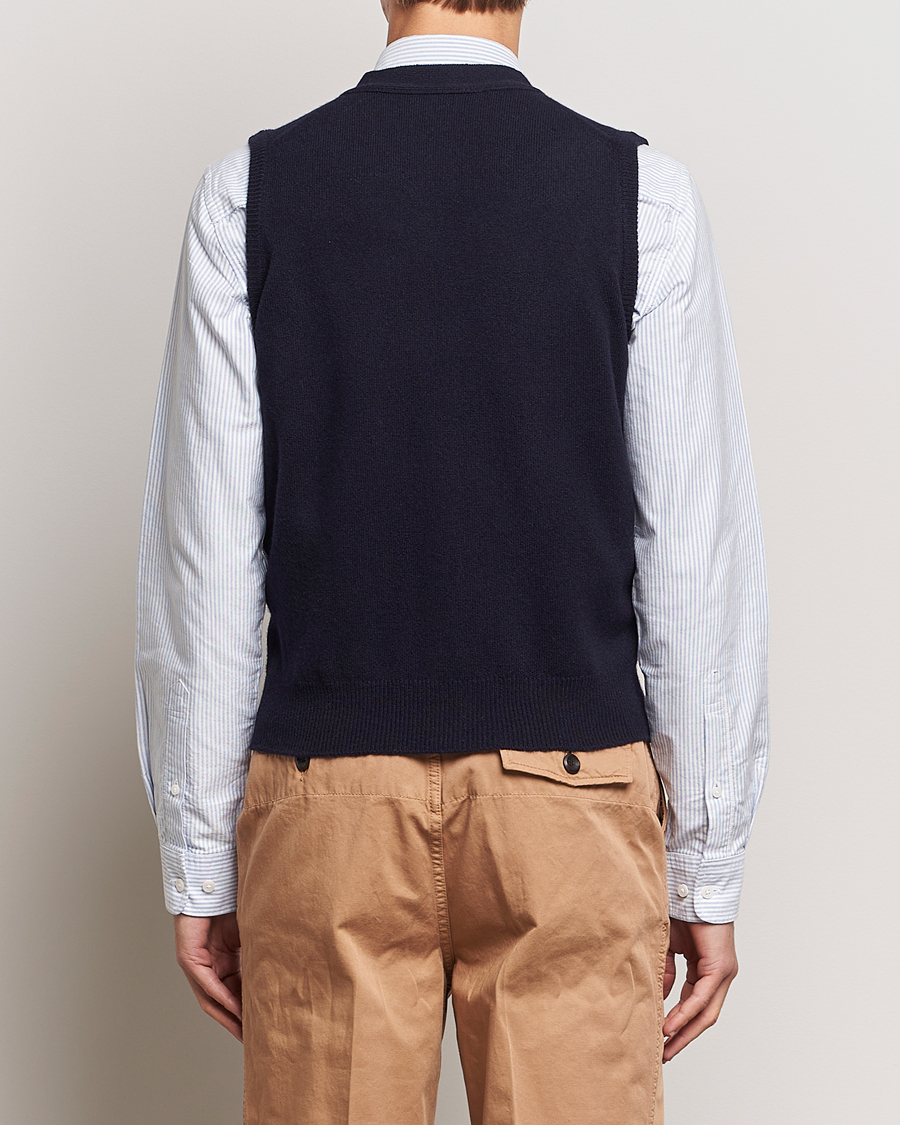 Homme | Pulls Et Tricots | Drake's | Lambswool Vest Cardigan Navy