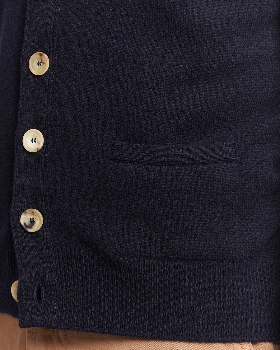 Heren | Truien | Drake's | Lambswool Vest Cardigan Navy