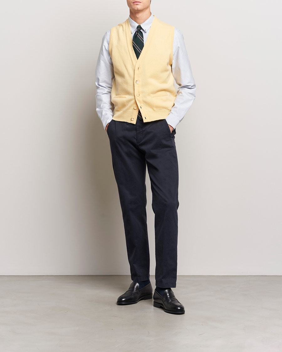 Homme | Pulls Et Tricots | Drake's | Lambswool Vest Cardigan Yellow