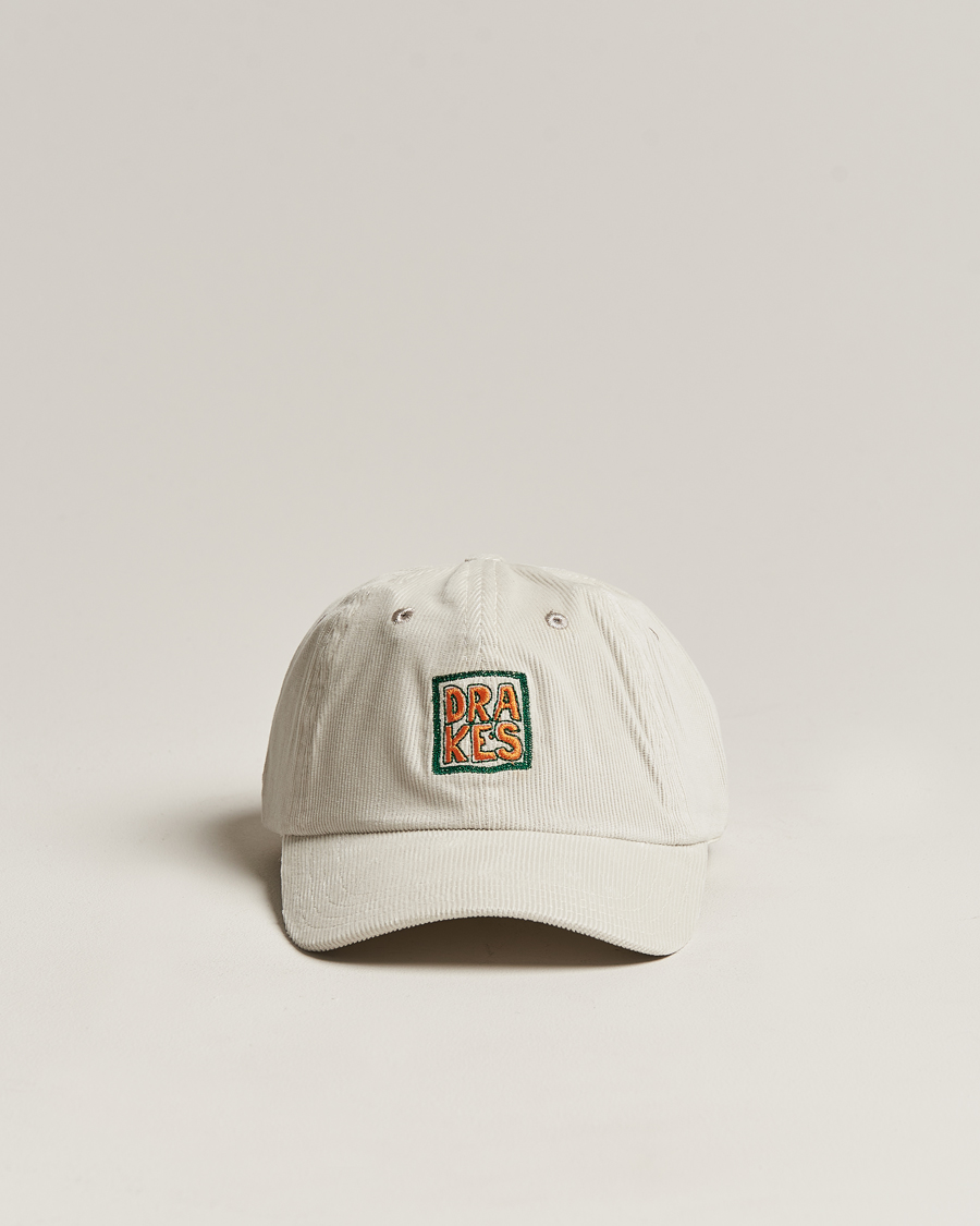 Homme | Drake's Square Font Cord Baseball Cap Silver Grey | Drake's | Square Font Cord Baseball Cap Silver Grey
