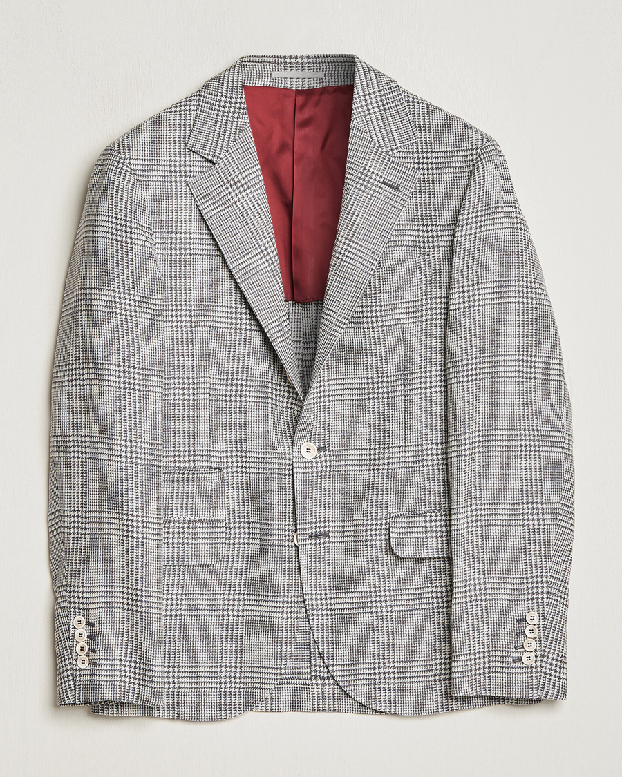 Homme | Blazers | Brunello Cucinelli | Prince Of Wales Check Blazer Pearl Grey