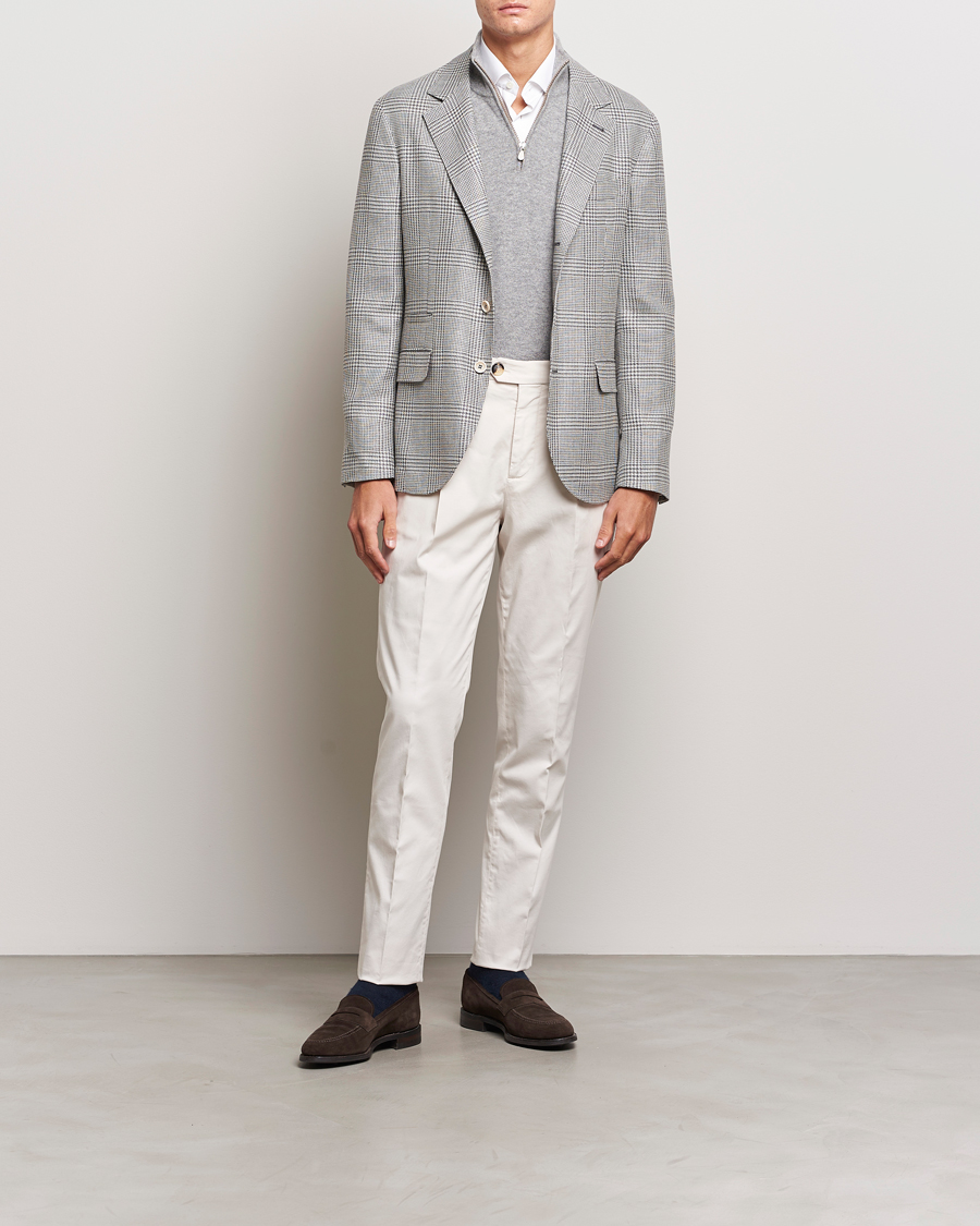 Homme | Blazers | Brunello Cucinelli | Prince Of Wales Check Blazer Pearl Grey