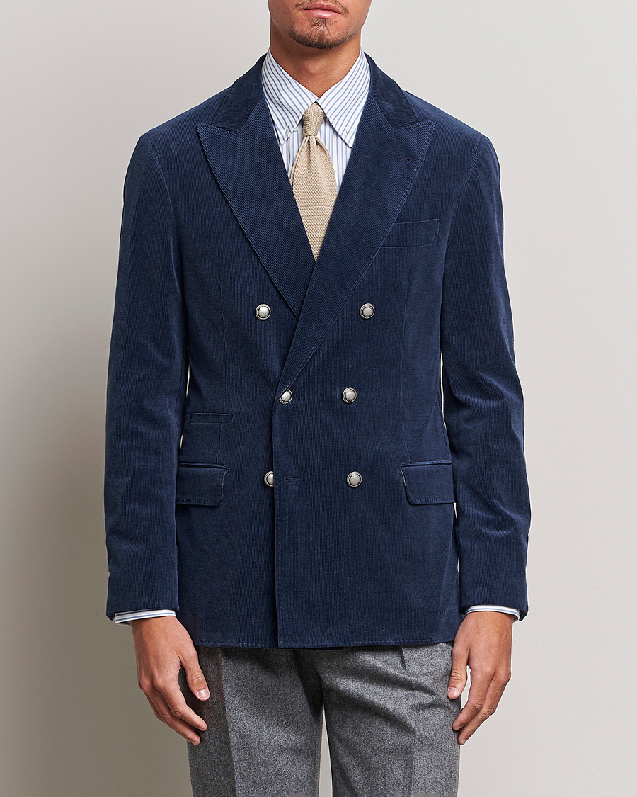 Heren | Blazers | Brunello Cucinelli | Double Breasted Corduroy Blazer Royal Blue