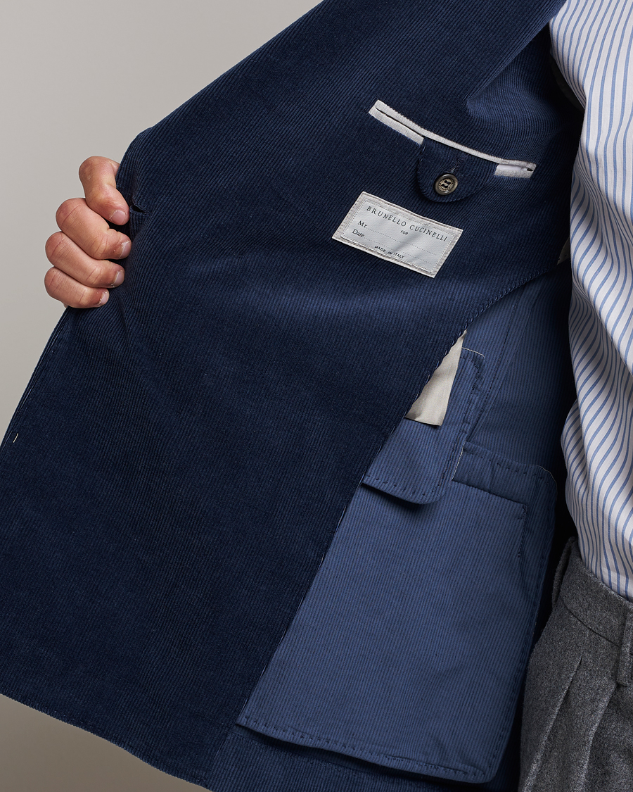 Heren | Blazers | Brunello Cucinelli | Double Breasted Corduroy Blazer Royal Blue