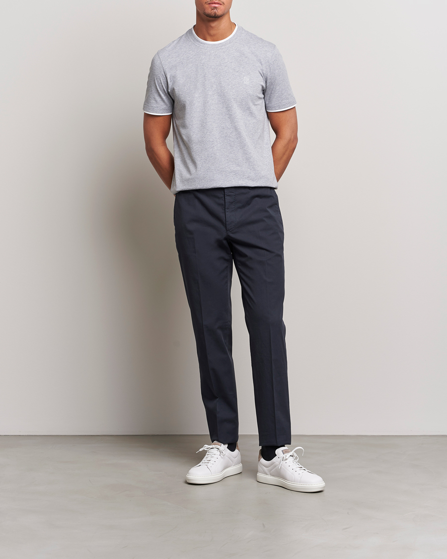 Homme | T-shirts | Brunello Cucinelli | Short Sleeve Logo T-Shirt Light Grey