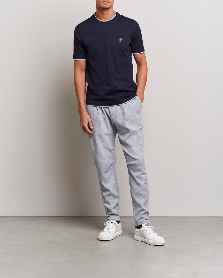 Homme | T-shirts | Brunello Cucinelli | Short Sleeve Logo T-Shirt Navy