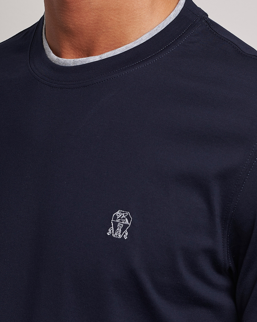 Homme | T-shirts | Brunello Cucinelli | Short Sleeve Logo T-Shirt Navy