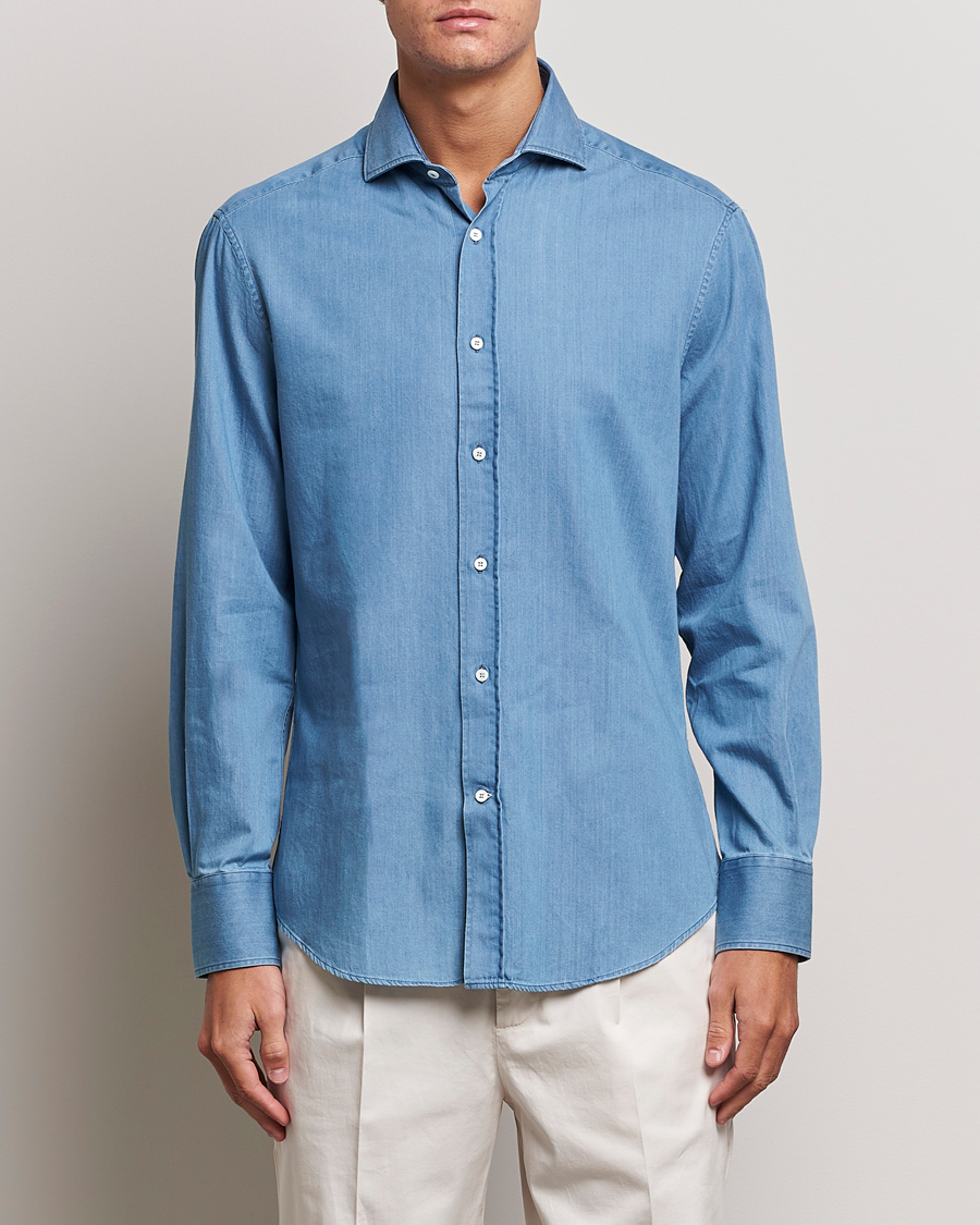 Homme | Chemises | Brunello Cucinelli | Slim Fit Denim Shirt Indigo Blue