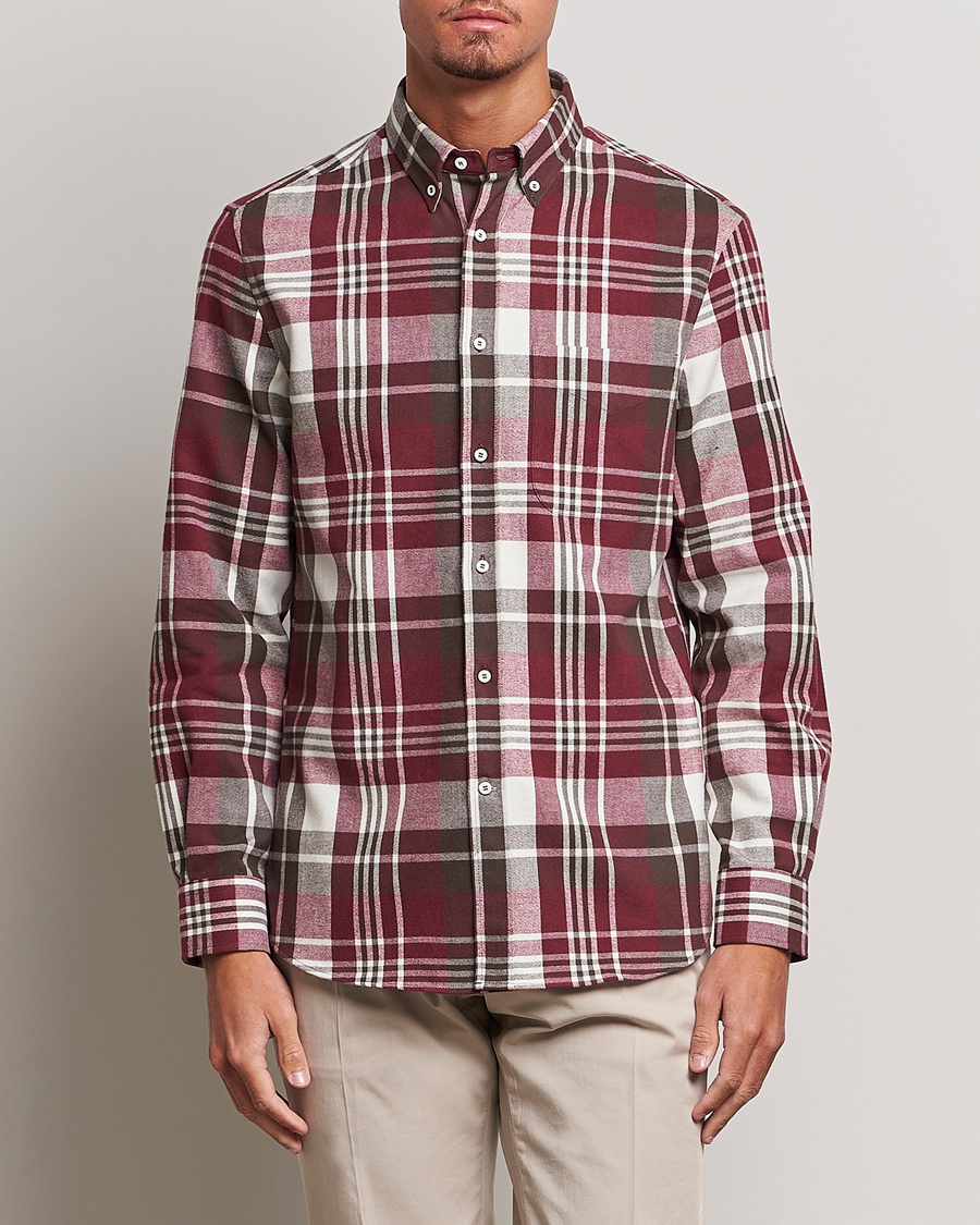 Homme | Chemises | Brunello Cucinelli | Slim Fit Button Down Madras Shirt Burgundy