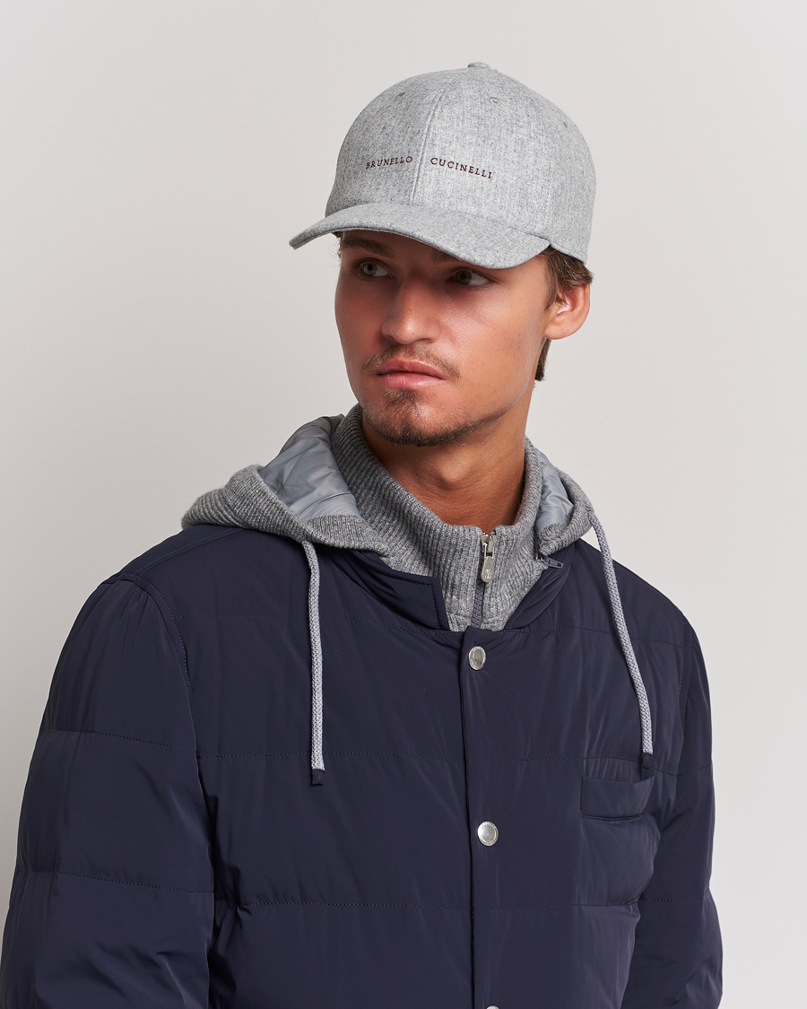 Homme | Brunello Cucinelli Flannel Baseball Cap Light Grey | Brunello Cucinelli | Flannel Baseball Cap Light Grey
