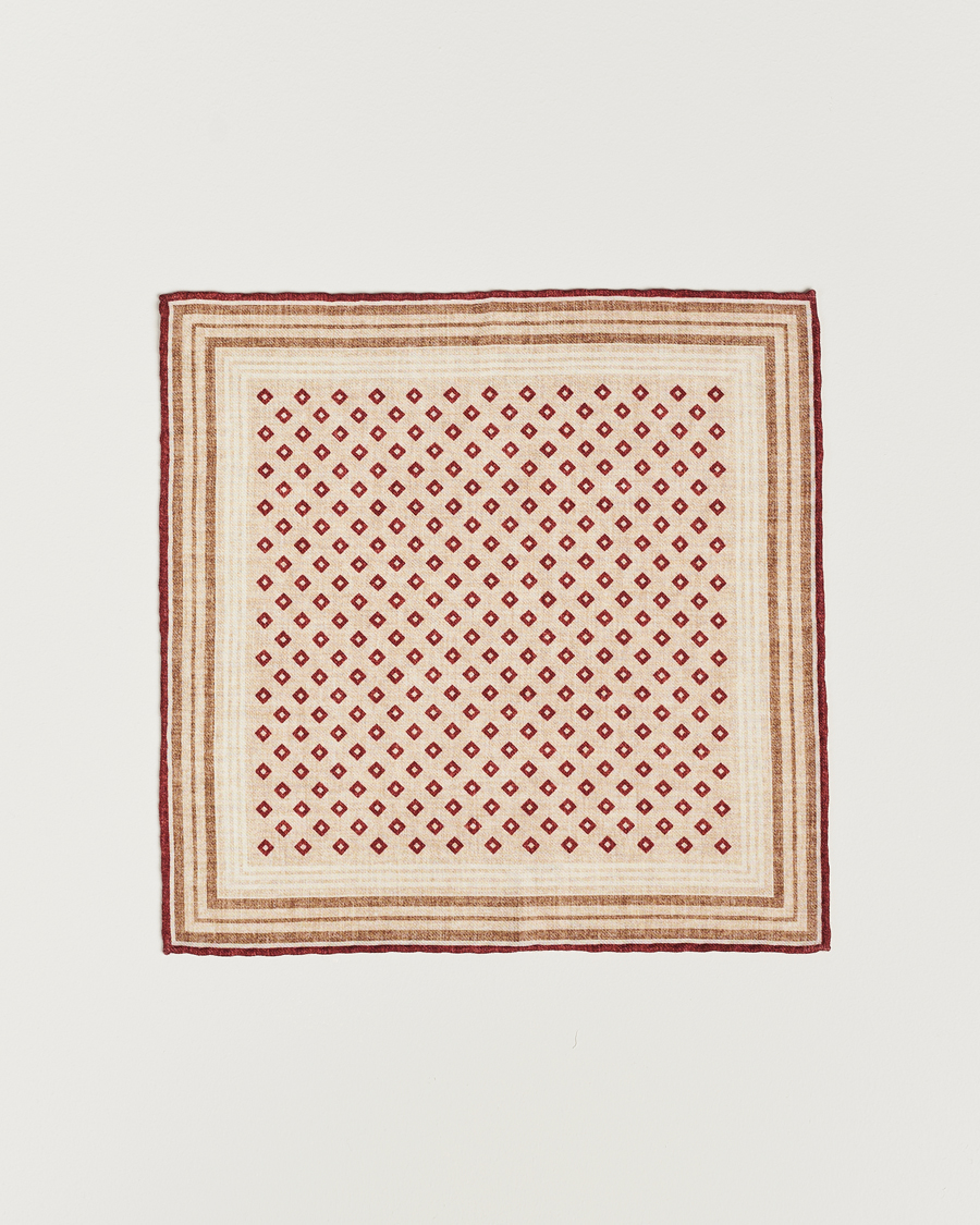 Homme | Brunello Cucinelli Wool Pocket Square Burgundy/Beige | Brunello Cucinelli | Wool Pocket Square Burgundy/Beige