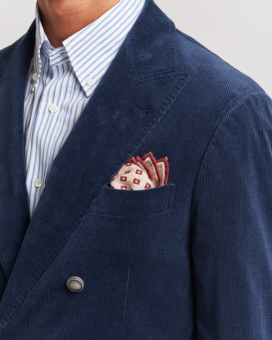 Homme | Brunello Cucinelli Wool Pocket Square Burgundy/Beige | Brunello Cucinelli | Wool Pocket Square Burgundy/Beige