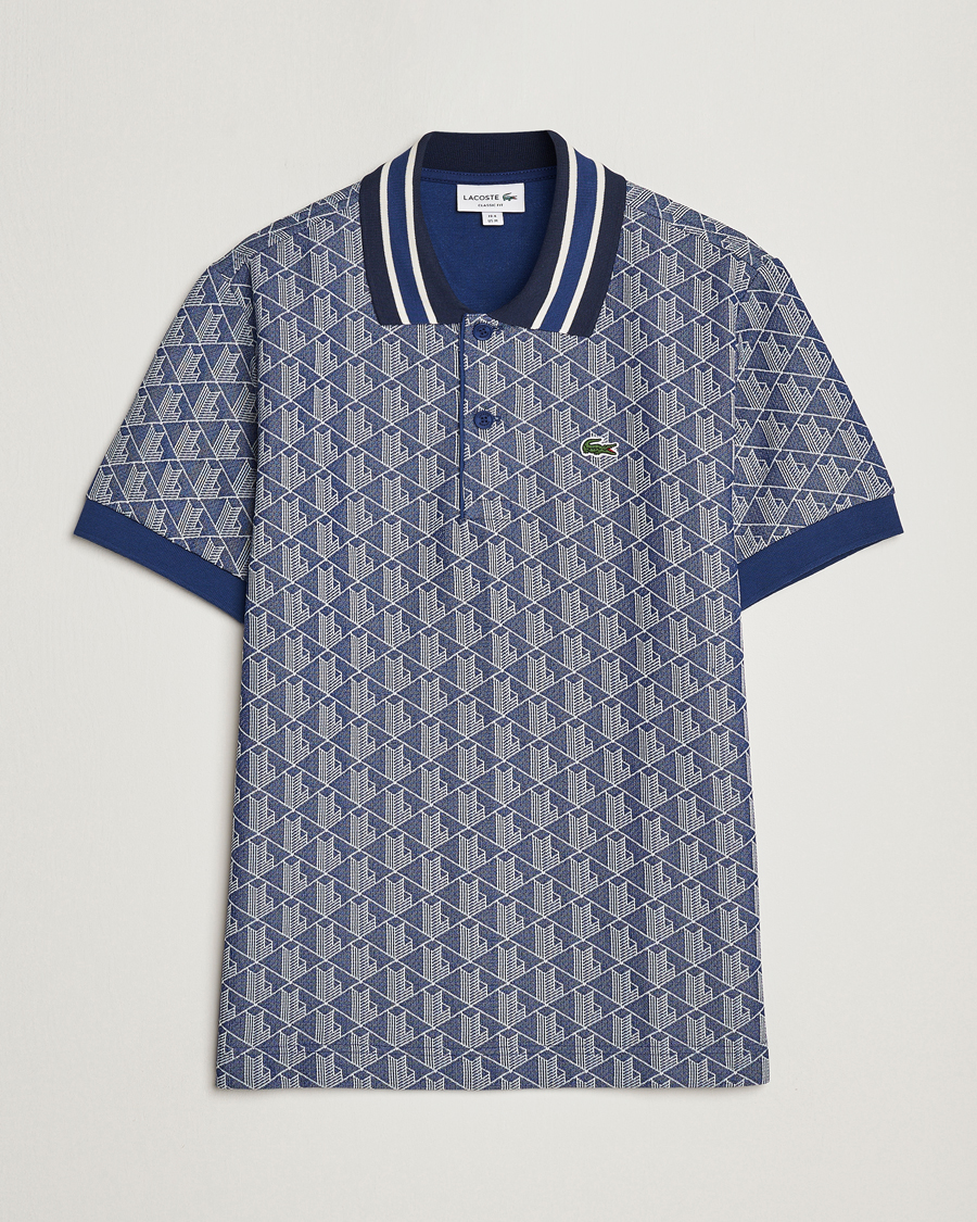 Homme | Polos | Lacoste | Classic Fit Monogram Polo Methylene/Flour