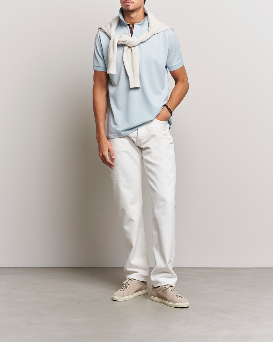 Homme | Polos | Paul Smith | Placket Stripe Polo Light Blue