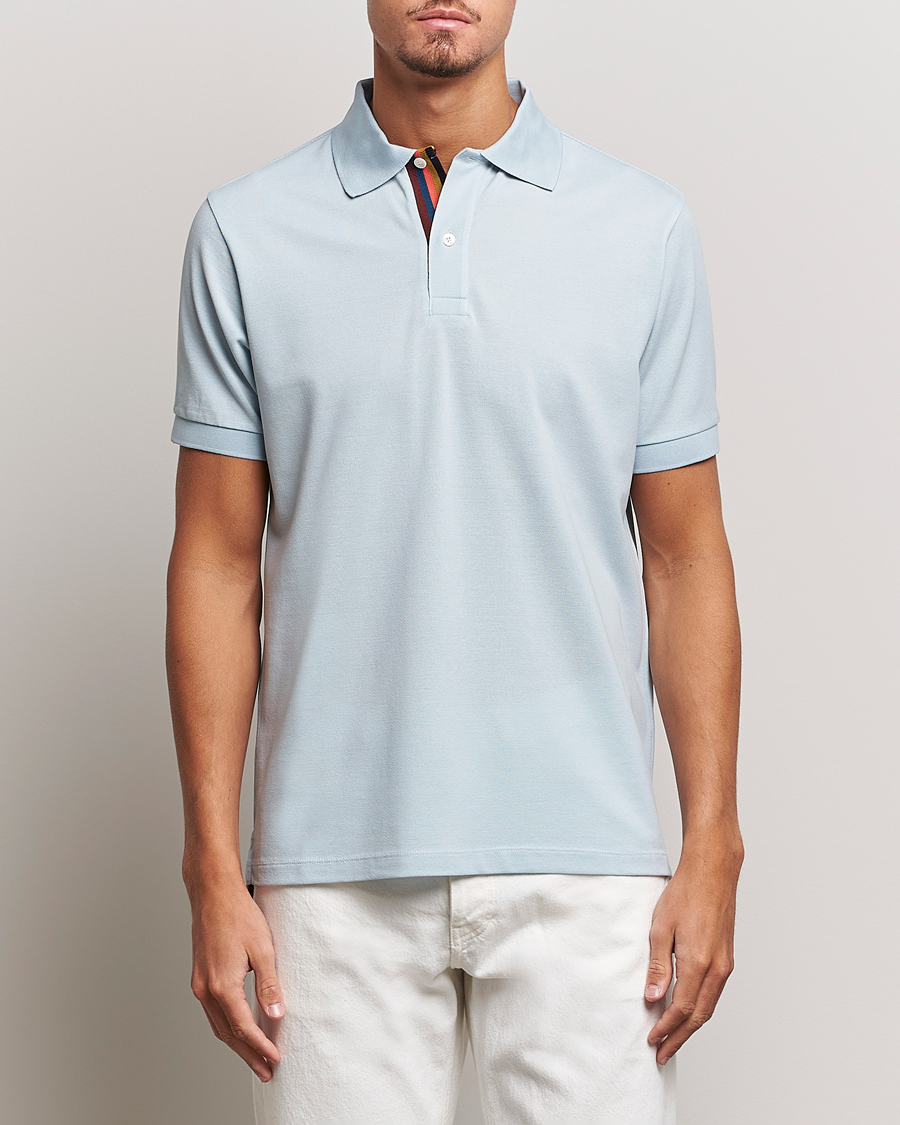 Homme | Polos | Paul Smith | Placket Stripe Polo Light Blue