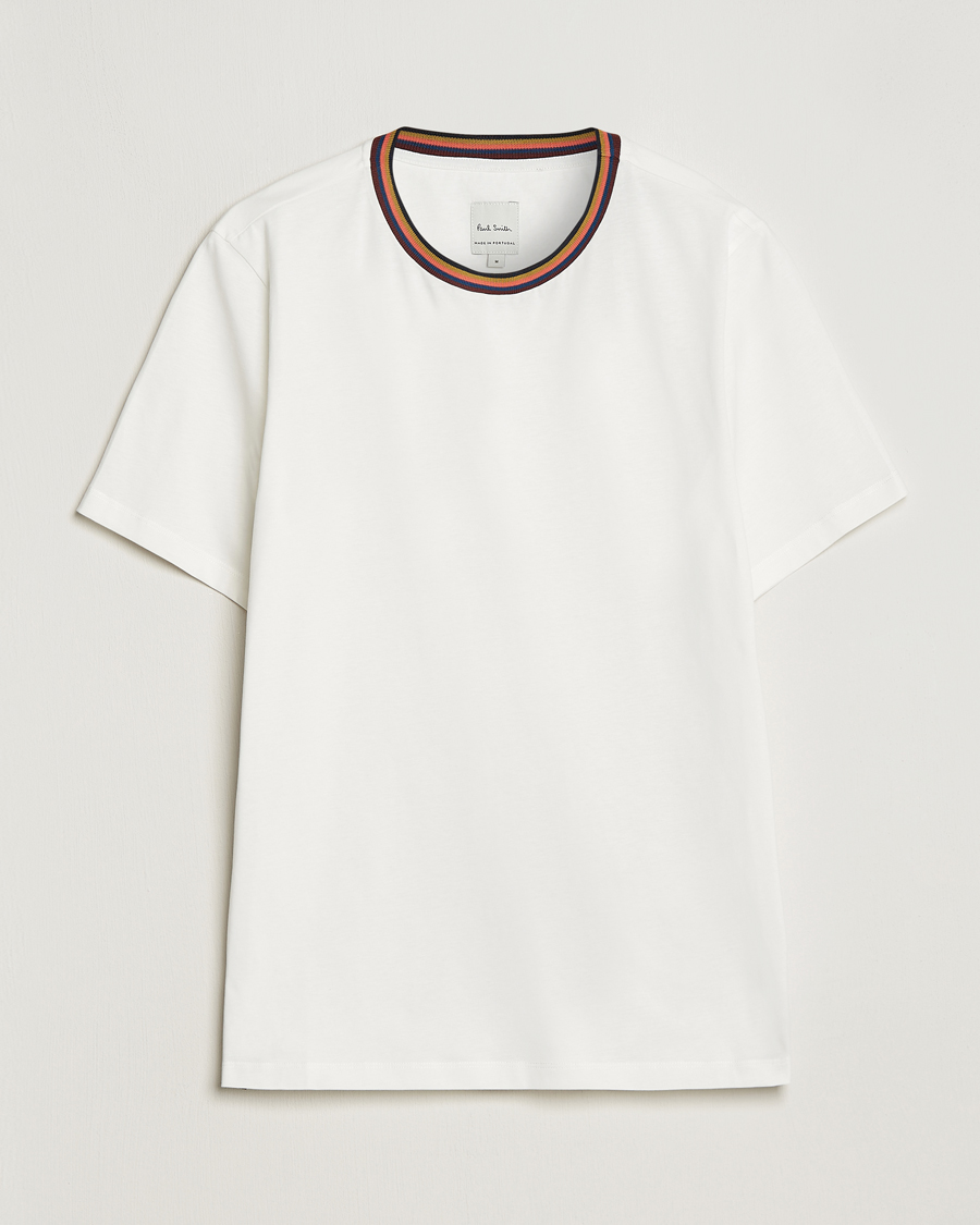Heren | T-shirts | Paul Smith | Stripe Rib Crew Neck T-Shirt White