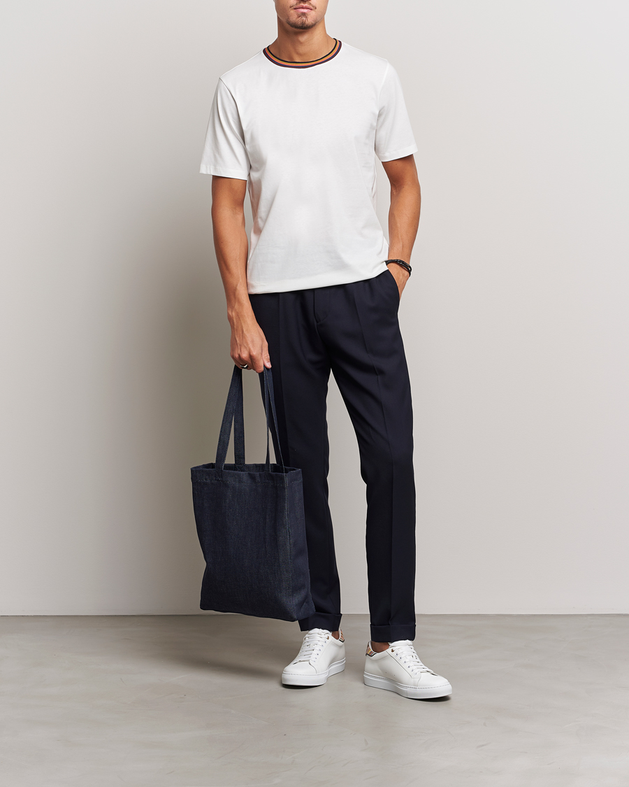 Heren | T-shirts | Paul Smith | Stripe Rib Crew Neck T-Shirt White