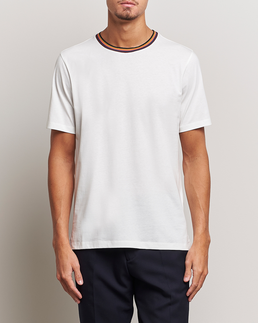 Heren | T-shirts | Paul Smith | Stripe Rib Crew Neck T-Shirt White