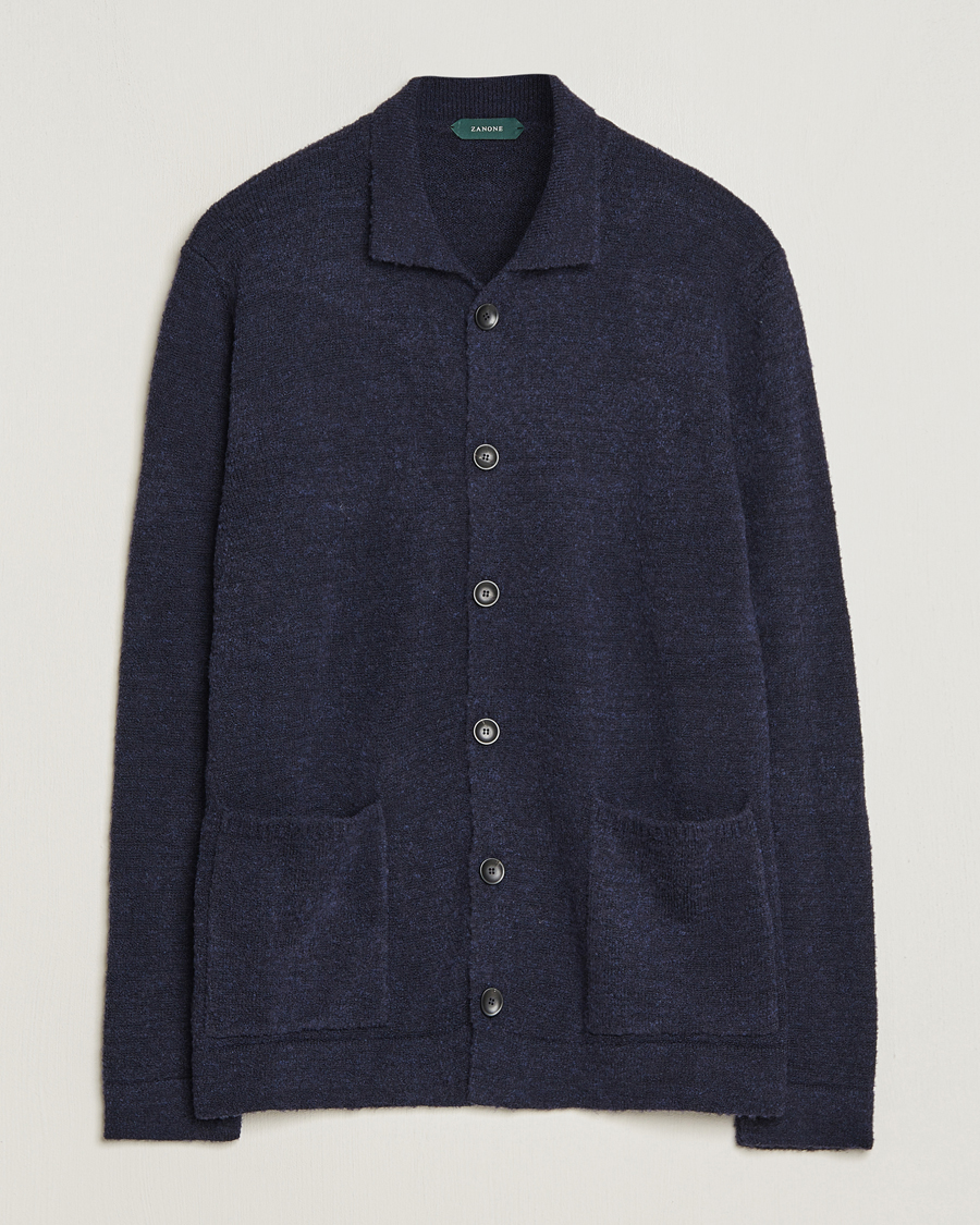 Homme | Pulls Et Tricots | Zanone | Boucle Wool Chore Jacket Navy