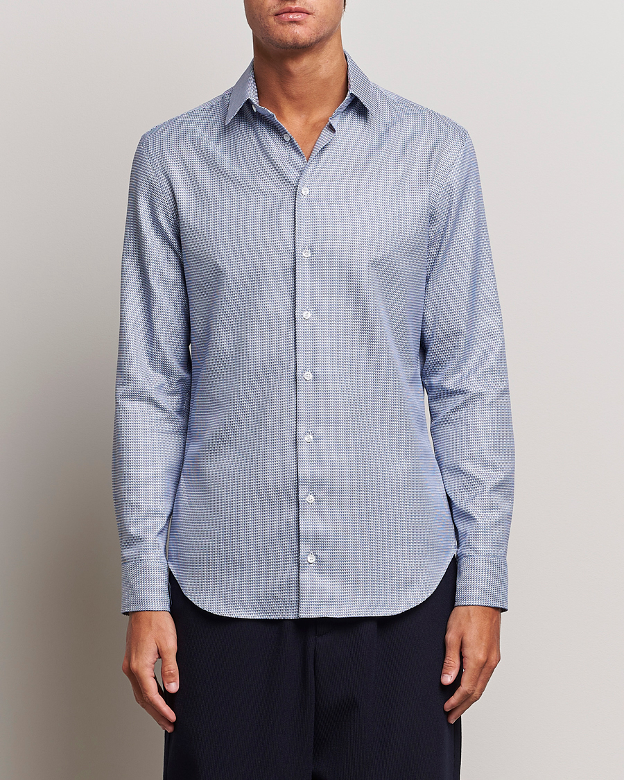 Heren | Overhemden | Giorgio Armani | Micro Structure Dress Shirt Light Blue