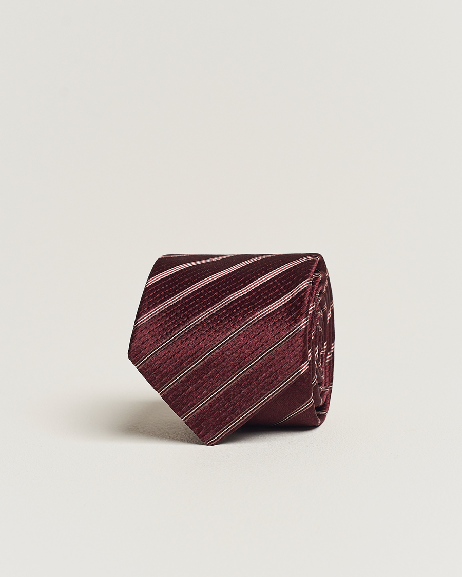 Homme | Giorgio Armani Regimental Stripe Silk Tie Burgundy | Giorgio Armani | Regimental Stripe Silk Tie Burgundy