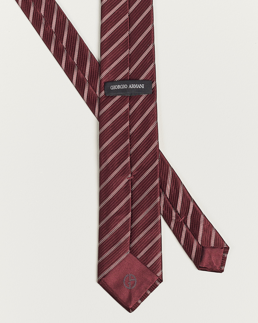 Homme | Giorgio Armani Regimental Stripe Silk Tie Burgundy | Giorgio Armani | Regimental Stripe Silk Tie Burgundy