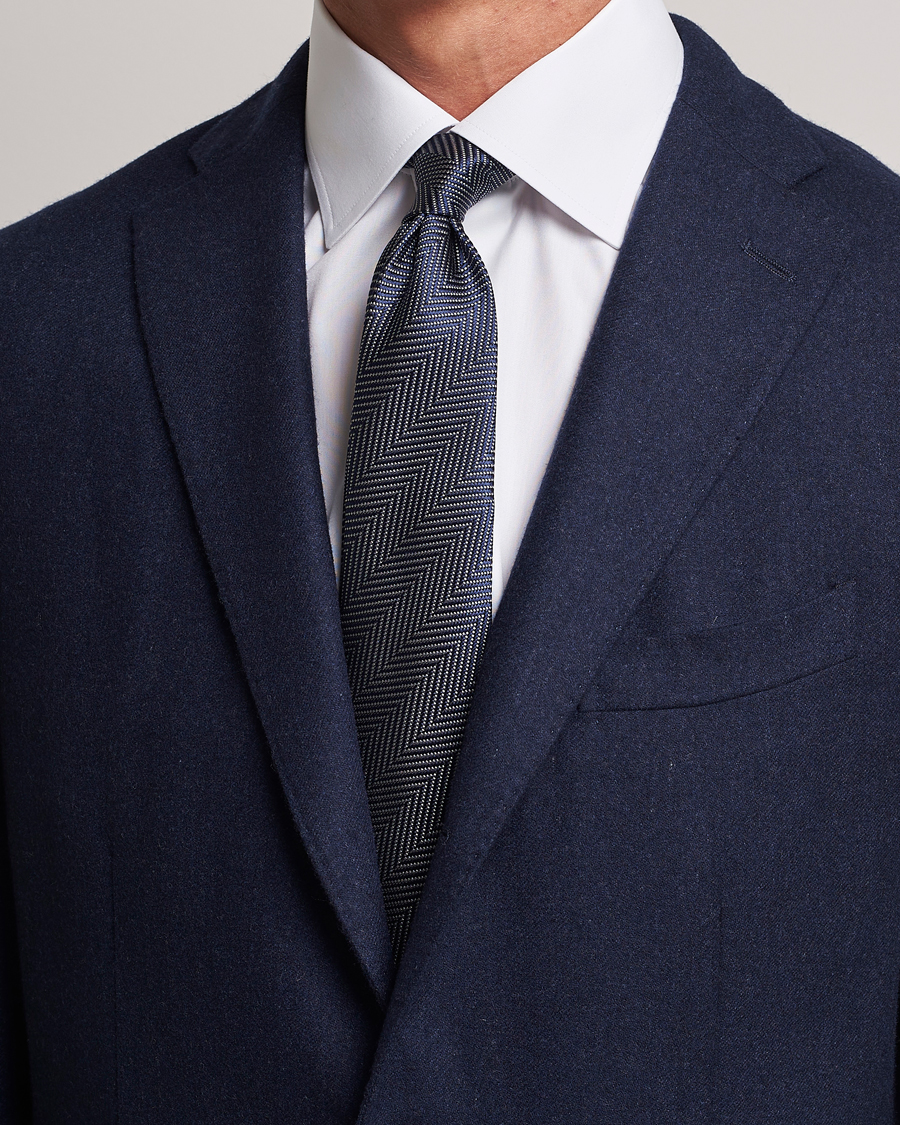 Homme | Giorgio Armani Chevron Silk Tie Navy | Giorgio Armani | Chevron Silk Tie Navy