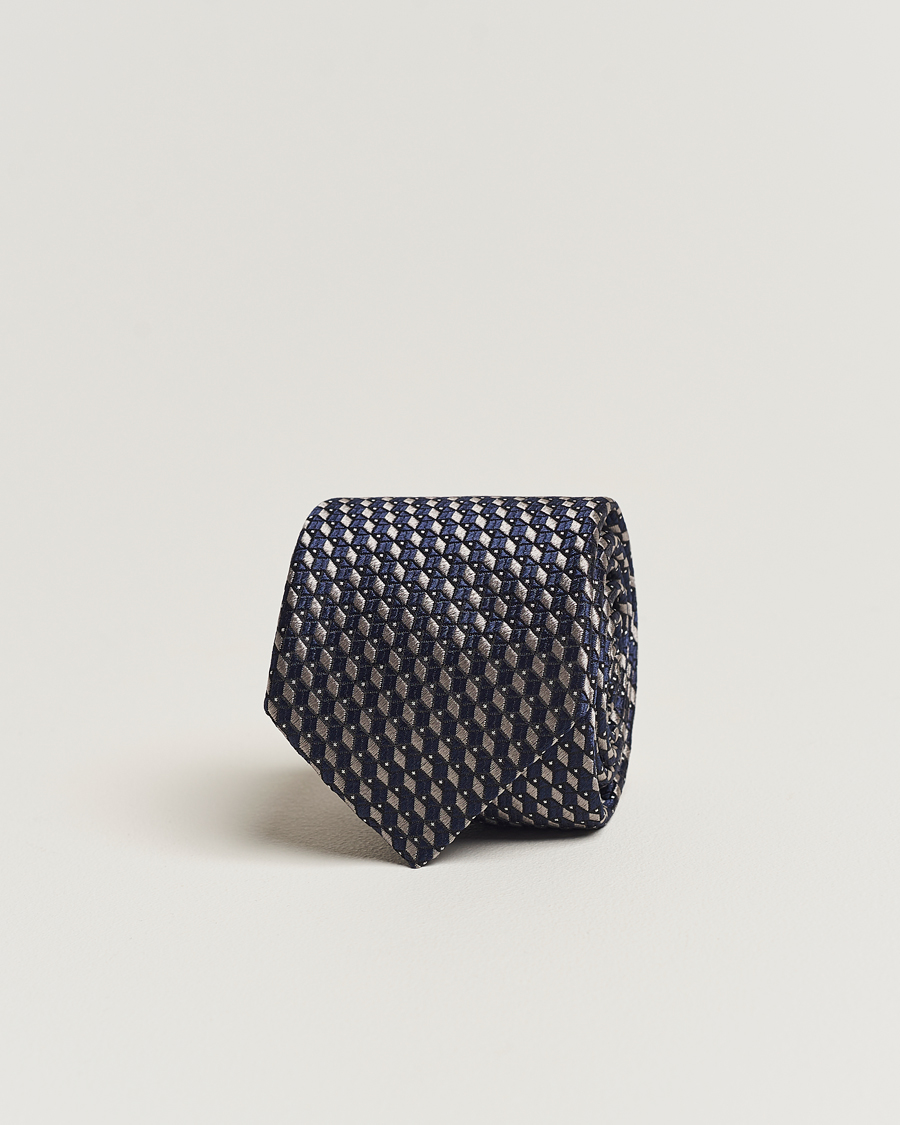 Heren | Giorgio Armani Jacquard Silk Tie Navy/Grey | Giorgio Armani | Jacquard Silk Tie Navy/Grey