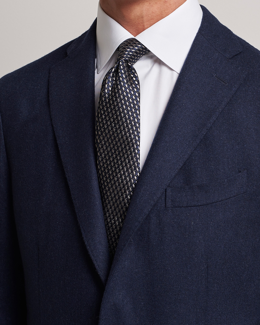 Heren | Giorgio Armani Jacquard Silk Tie Navy/Grey | Giorgio Armani | Jacquard Silk Tie Navy/Grey