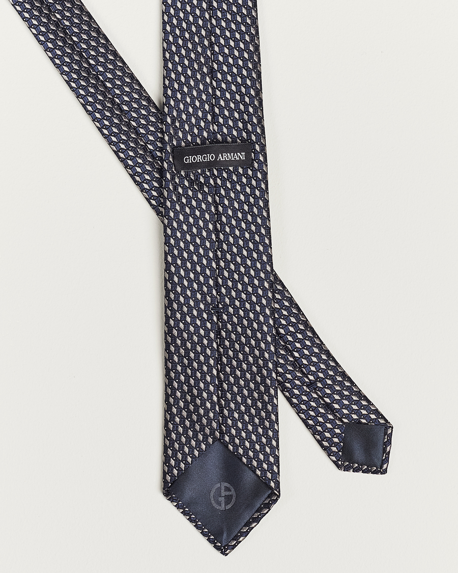 Heren | Giorgio Armani Jacquard Silk Tie Navy/Grey | Giorgio Armani | Jacquard Silk Tie Navy/Grey