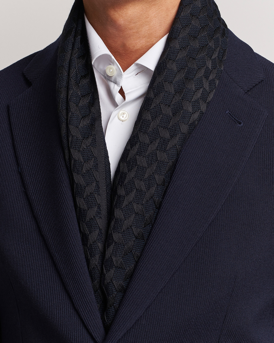 Homme | Giorgio Armani Wool/Silk Monogram Scarf Navy | Giorgio Armani | Wool/Silk Monogram Scarf Navy