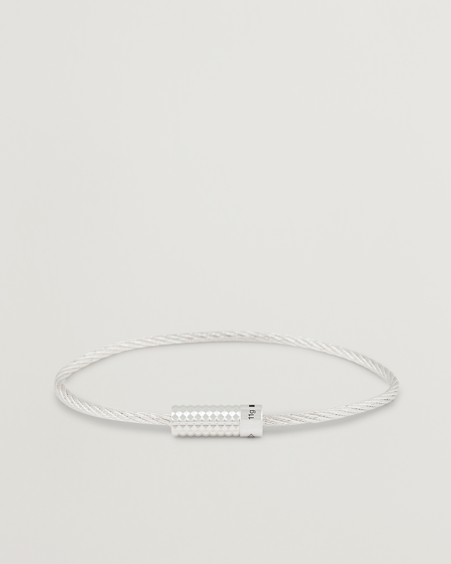 Homme | LE GRAMME Pyramid Guilloche Cable Bracelet Sterling Silver 9g | LE GRAMME | Pyramid Guilloche Cable Bracelet Sterling Silver 9g