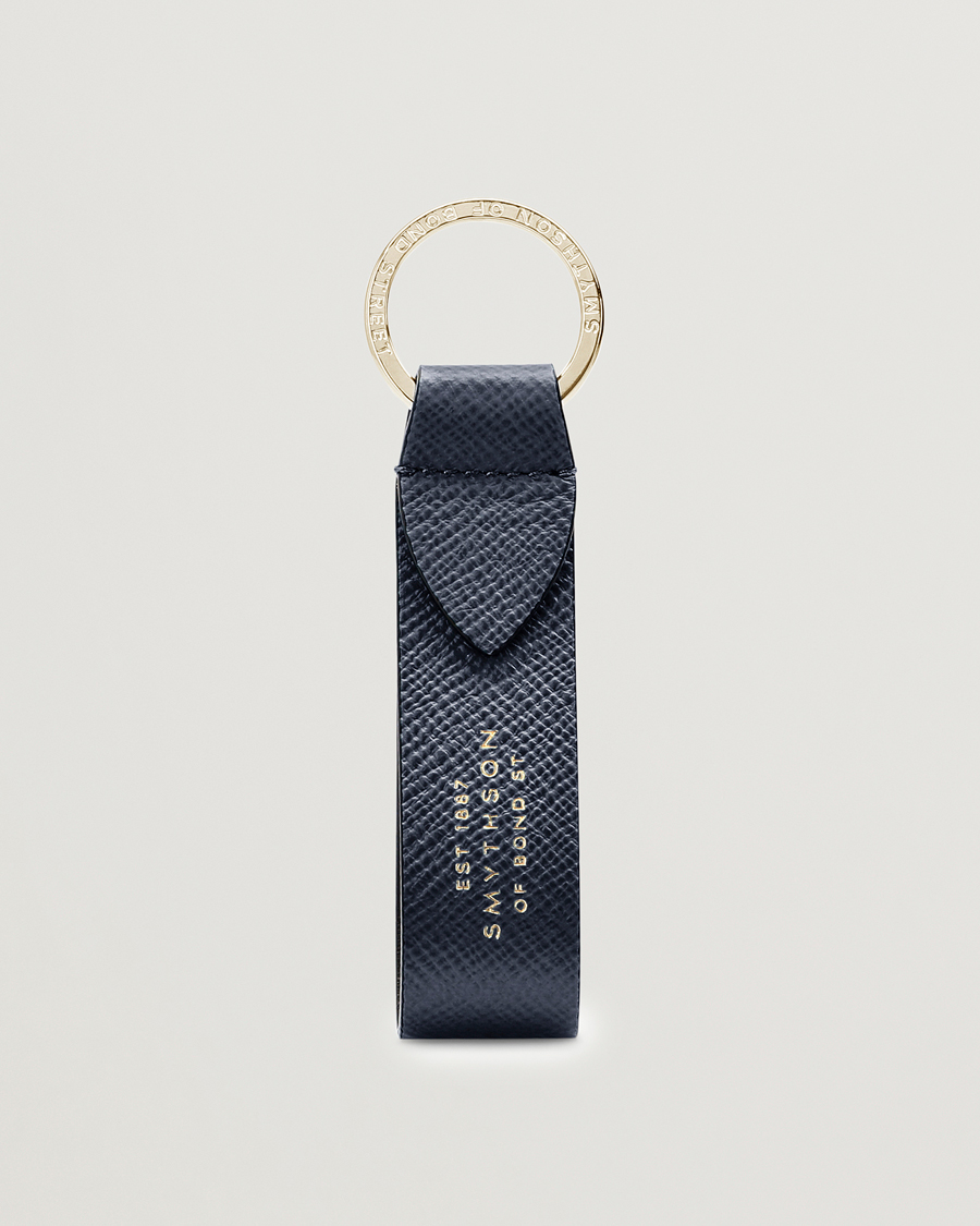 Heren | Sleutelhangers | Smythson | Panama Leather Keyring Navy