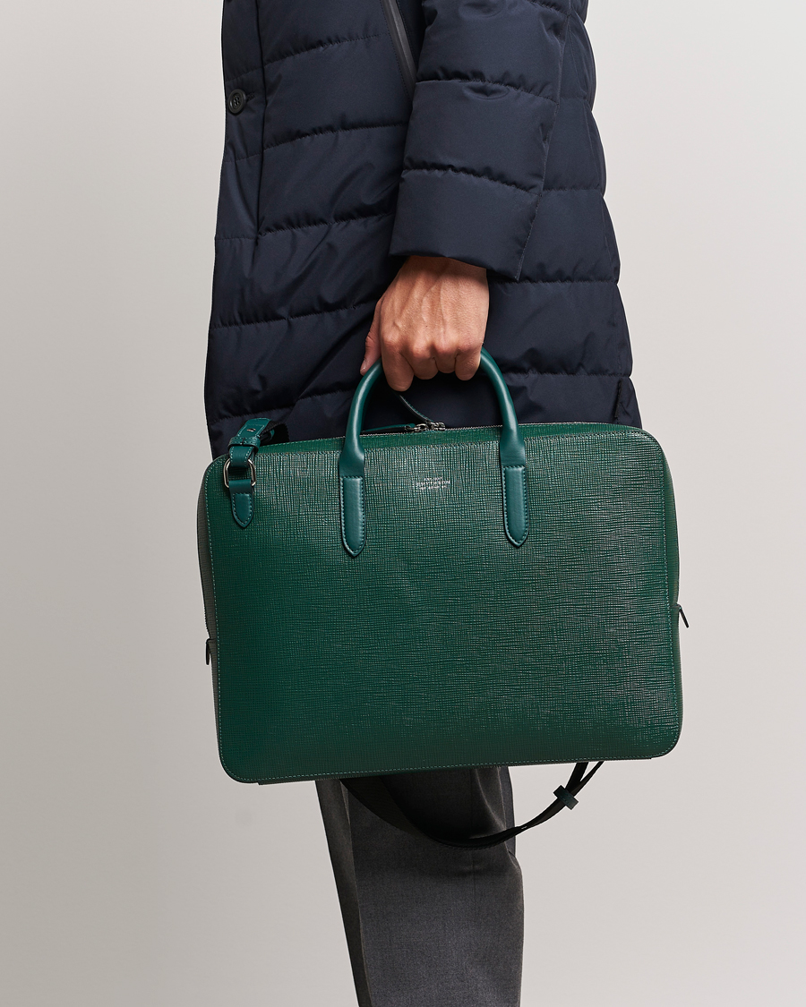 Homme | Smythson Panama Lightweight Briefcase Forest Green | Smythson | Panama Lightweight Briefcase Forest Green