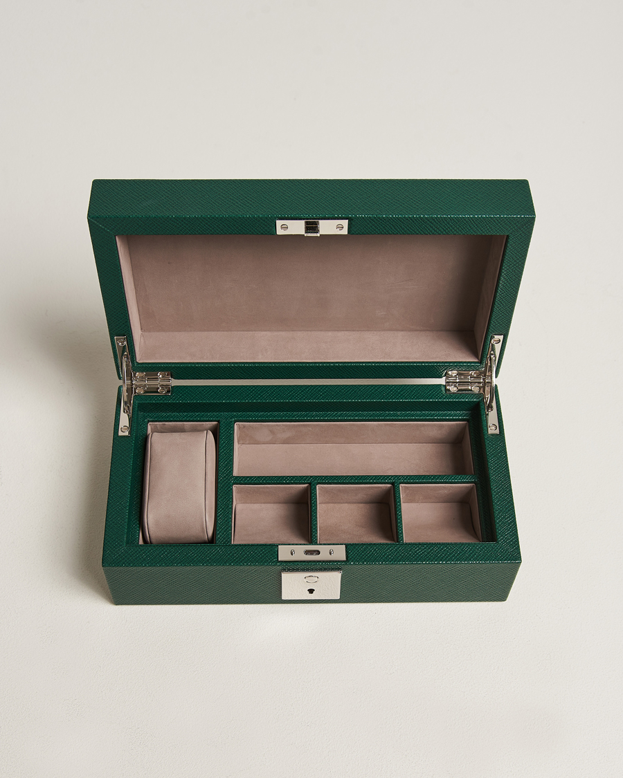 Heren | Smythson Panama Lockable Watch And Cufflink Box Forest Green | Smythson | Panama Lockable Watch And Cufflink Box Forest Green