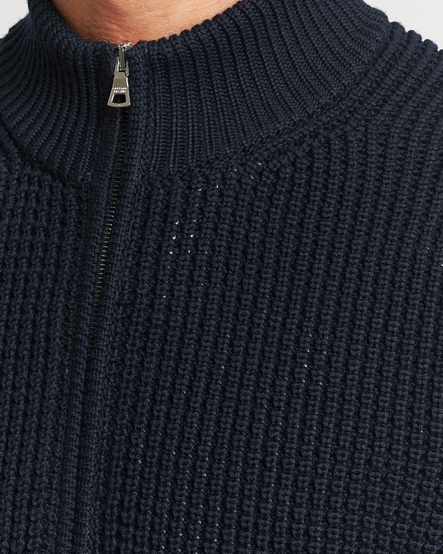 Heren | Truien | Orlebar Brown | Swan Merino Seed Stich Full Zip Night Iris