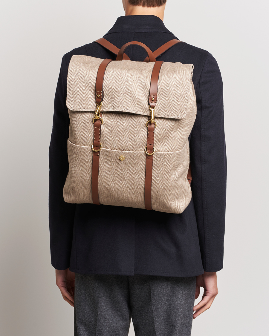 Homme | Mismo M/S Backpack Grand Herringbone/Cuoio | Mismo | M/S Backpack Grand Herringbone/Cuoio