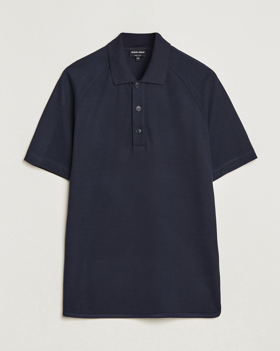 Heren | Polo's | Giorgio Armani | Cotton/Cashmere Raglan Sleeve Polo Navy