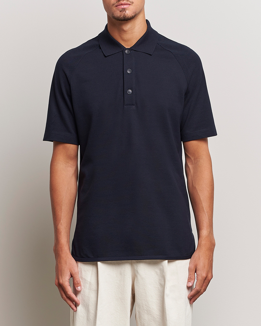 Heren | Polo's | Giorgio Armani | Cotton/Cashmere Raglan Sleeve Polo Navy