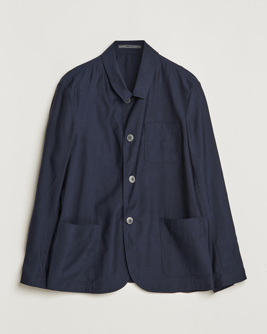 Heren | Jassen | Giorgio Armani | Lightweight Silk Blend Chore Jacket Navy