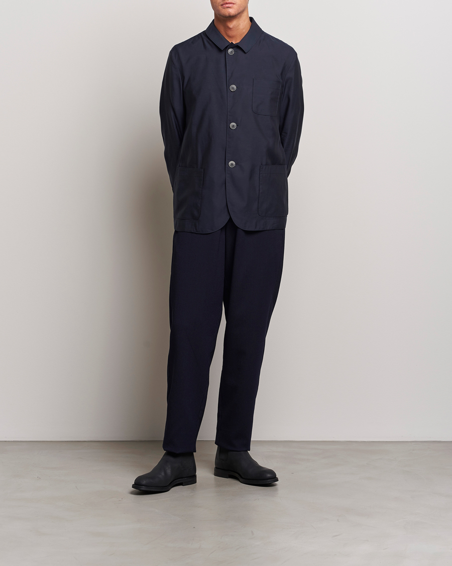 Heren | Jassen | Giorgio Armani | Lightweight Silk Blend Chore Jacket Navy