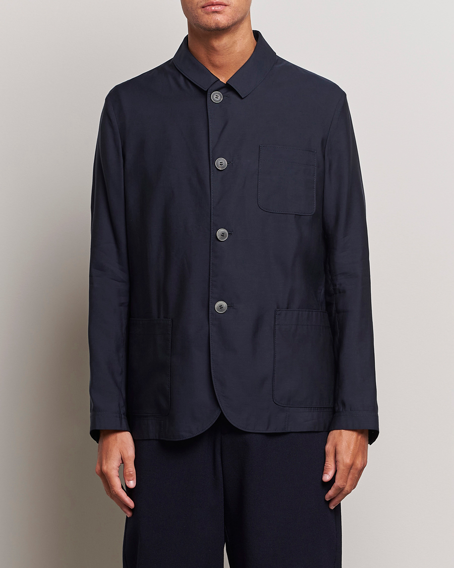 Heren | Jassen | Giorgio Armani | Lightweight Silk Blend Chore Jacket Navy