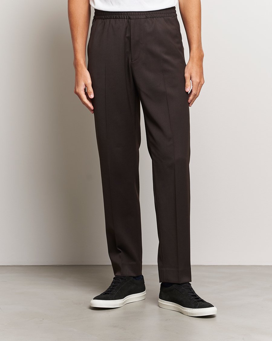 Homme | Pantalons | Filippa K | Relaxed Terry Wool Trousers Dark Brown