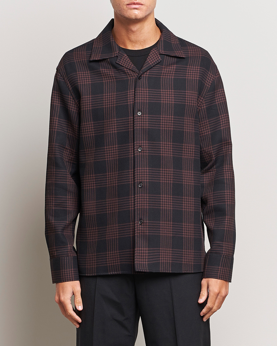 Homme | Chemises | Filippa K | Waffle Checked Resort Shirt Dark Chocolate/Black