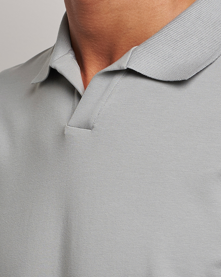 Homme | Polos | Filippa K | Soft Lycra Polo T-Shirt Feather Grey
