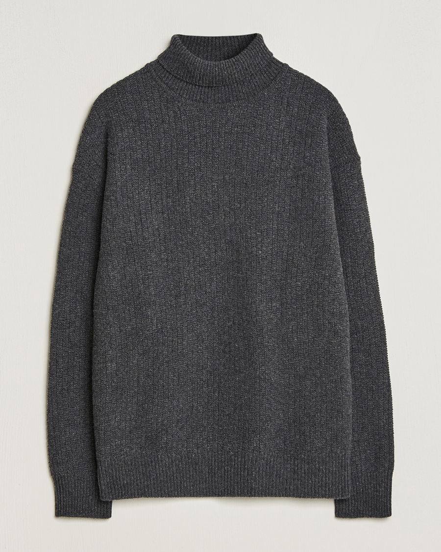 Homme | Pulls Et Tricots | Filippa K | Wool Structured Polo Anthracite Melange