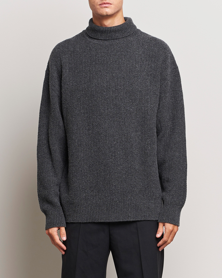 Homme | Pulls Et Tricots | Filippa K | Wool Structured Polo Anthracite Melange