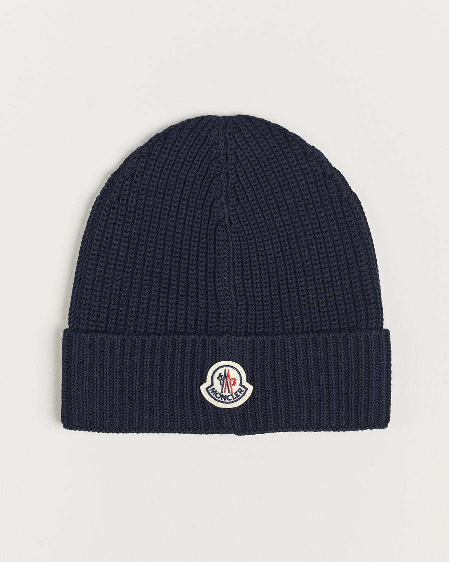 Homme | Moncler Logo Embossed Beanie Navy | Moncler | Logo Embossed Beanie Navy