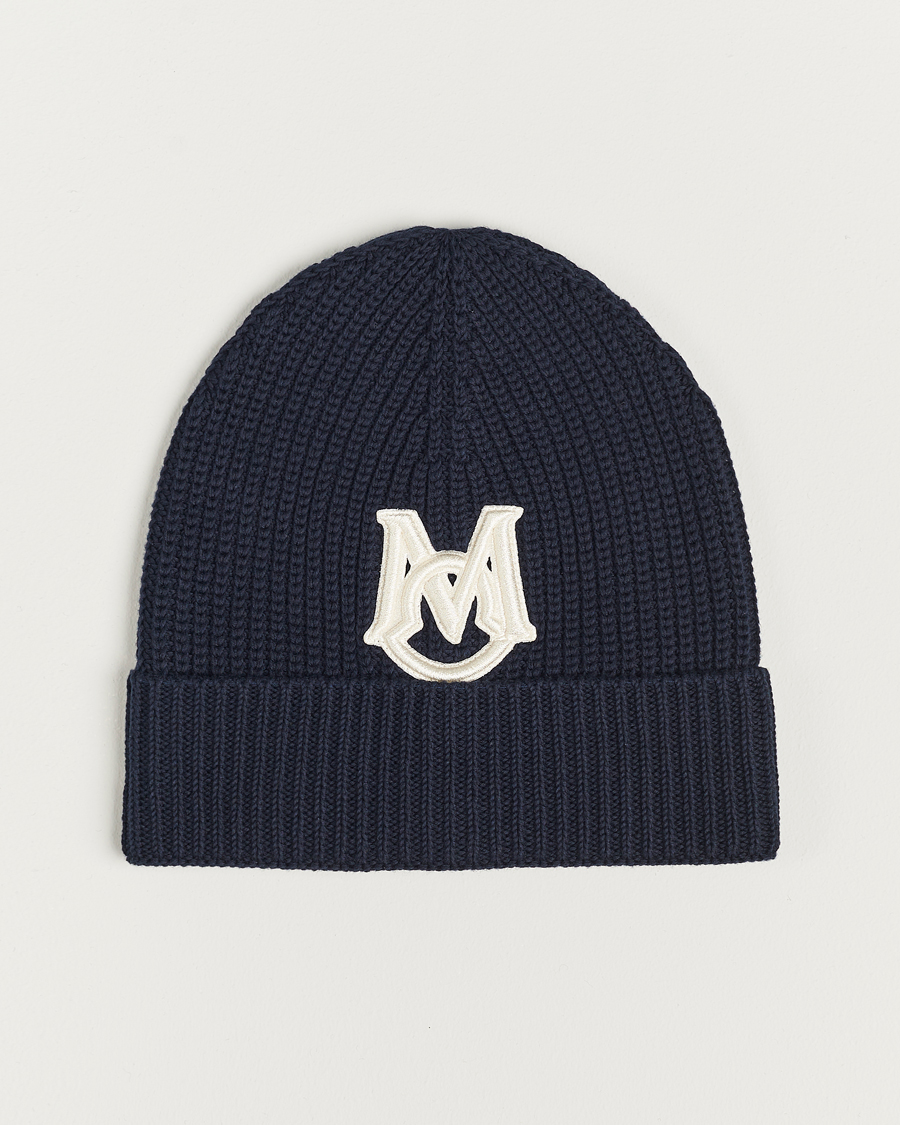 Heren | Moncler Logo Embossed Beanie Navy | Moncler | Logo Embossed Beanie Navy